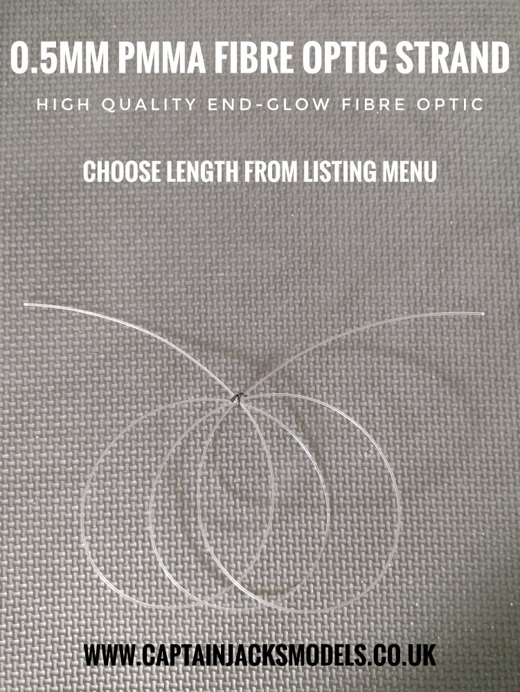 0.5mm PMMA Fibre Optic Cable - End Glow - Select Length From Item Menu