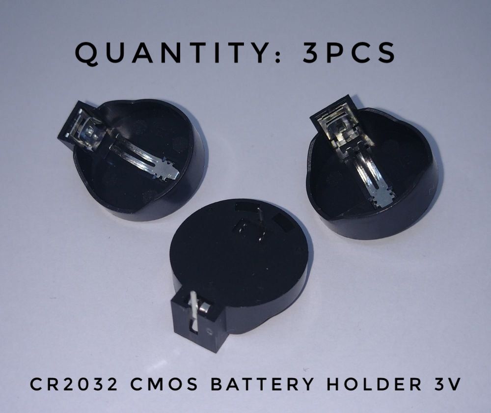 Quantity x3 - Single CR2032 CMOS Battery Holder - 3v