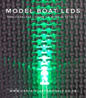 5mm GREEN Clear Lens ( Ultra Bright ) 500mm 0.5 Prewired Model Boat Led