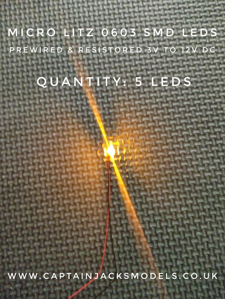 Prewired Precision Micro Litz SMD Led - 0603 - YELLOW - Quantity 5 Leds
