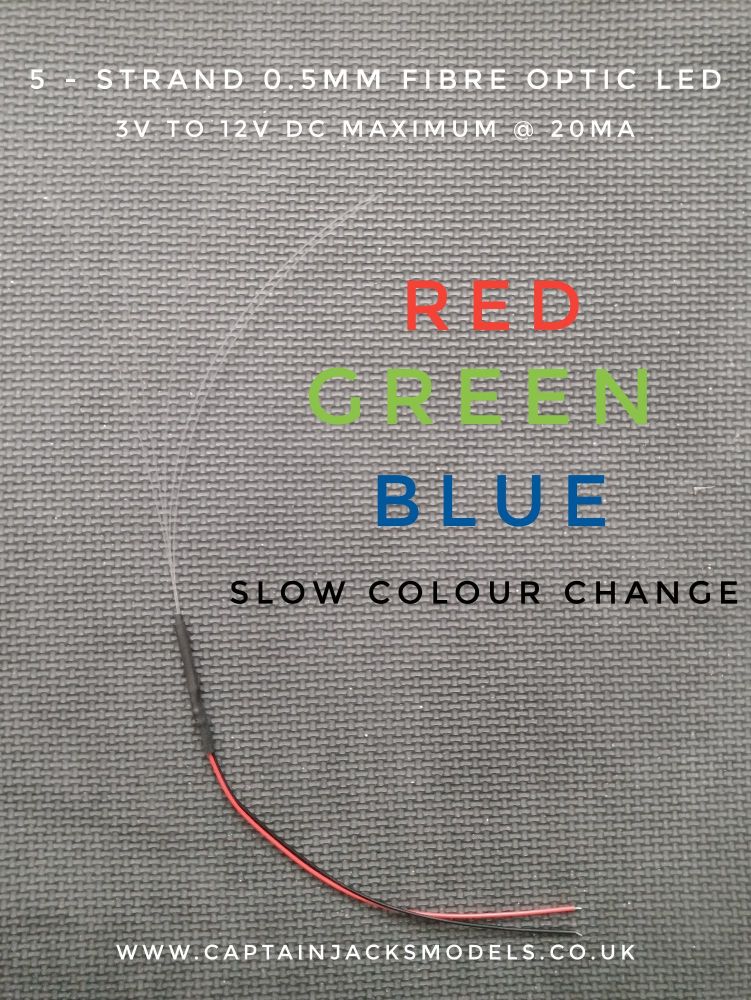 x1 Unit RED GREEN BLUE SLOW COLOUR CHANGE Separate - 5 Fibre Strands ( 0.5mm strands )
