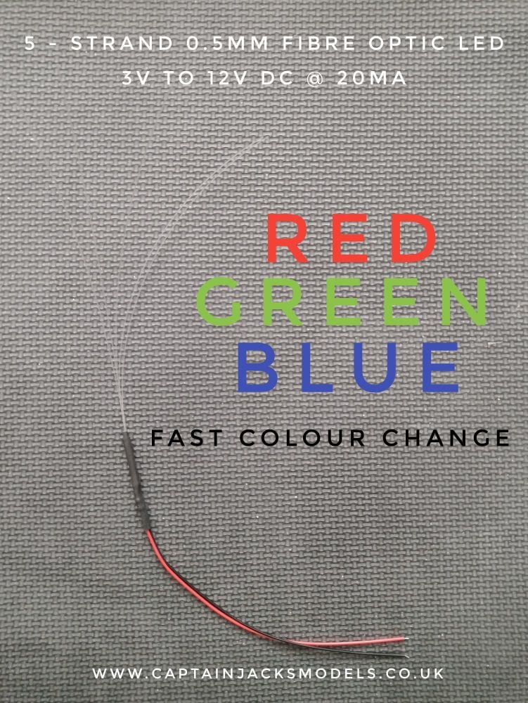 x1 Unit RED GREEN BLUE FAST COLOUR CHANGE Separate - 5 Fibre Strands ( 0.5m