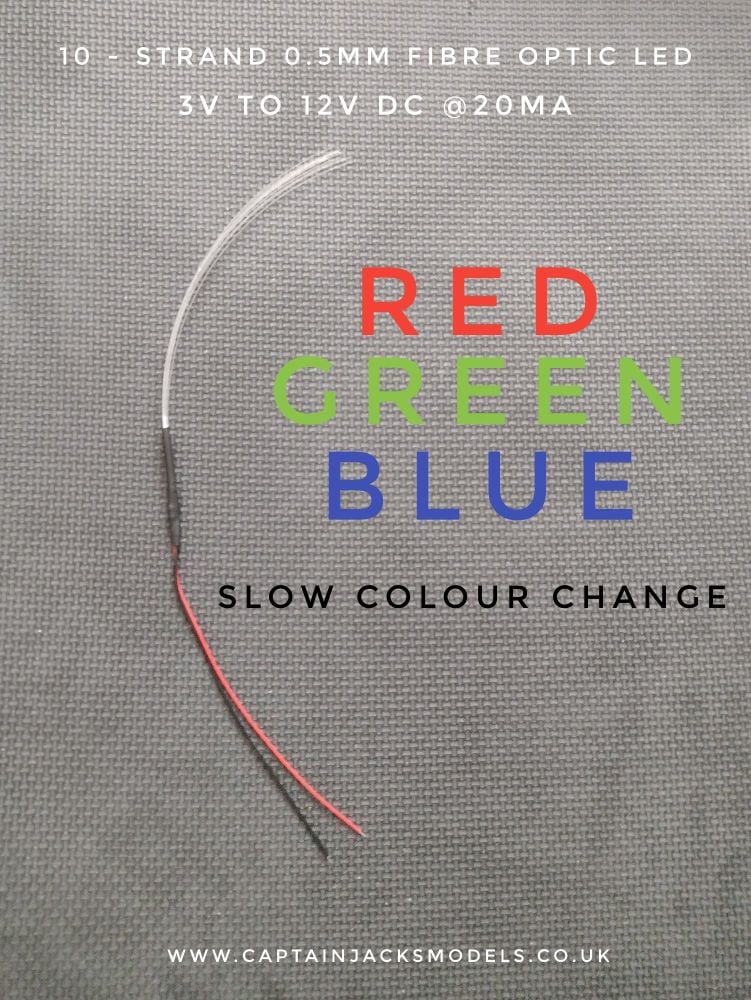 x1 Unit RED GREEN BLUE SLOW COLOUR CHANGE Separate - 10 Fibre Strands ( 0.5mm strands )