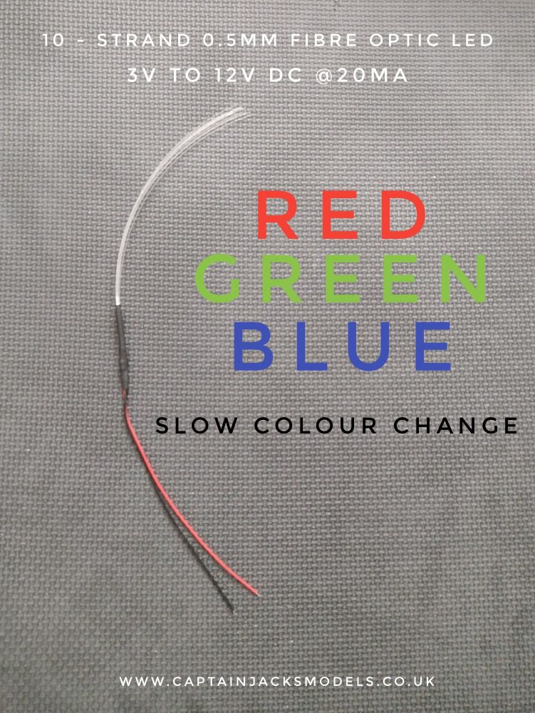x1 Unit RED GREEN BLUE SLOW COLOUR CHANGE Separate - 10 Fibre Strands ( 0.5mm strands )