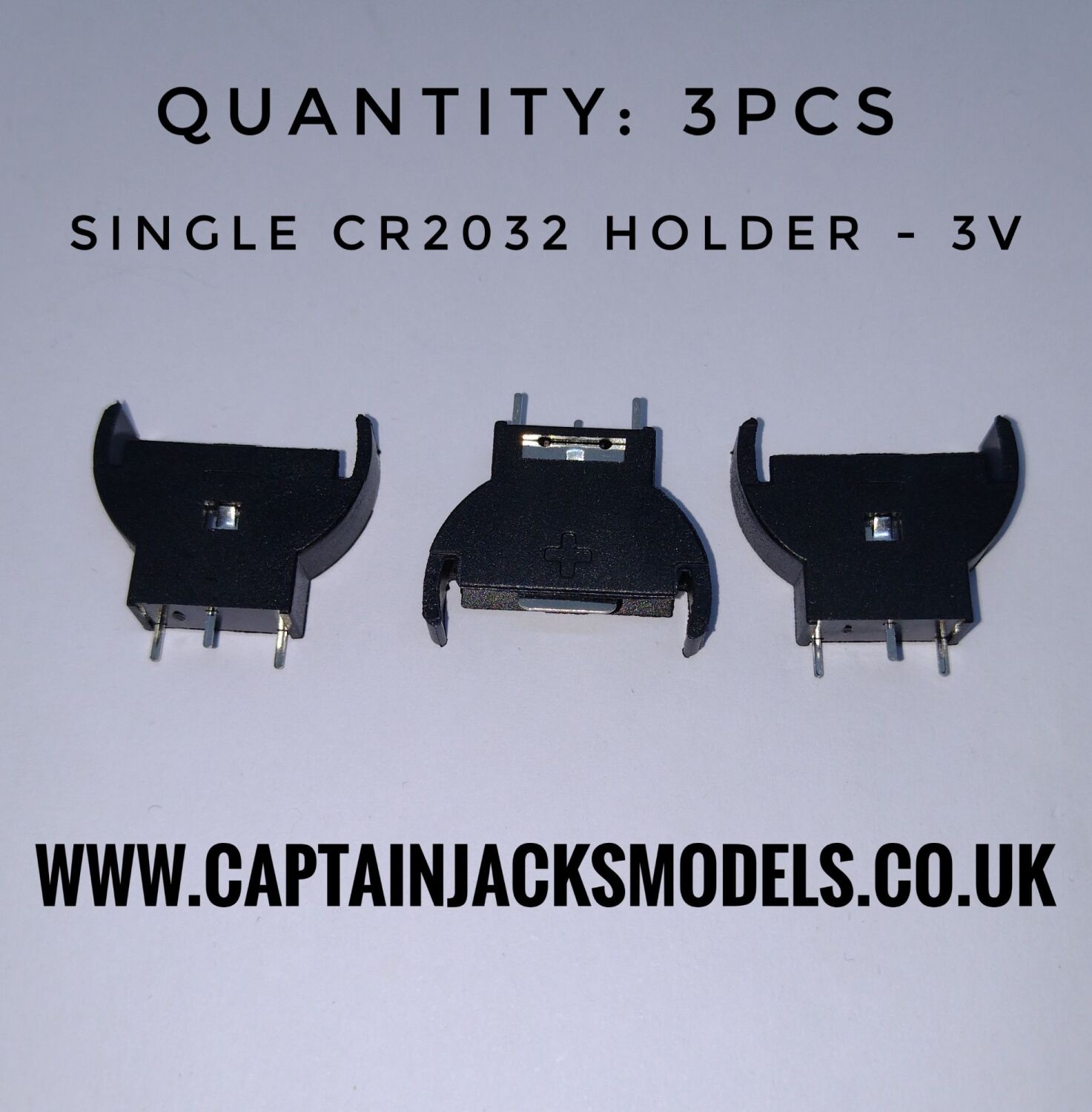 Quantity x3 Single CR2032 Battery Holders 3v Battery Boxes Captain Jacks Models