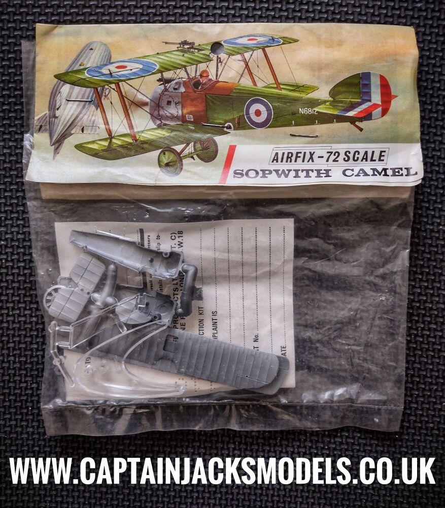 Vintage Red Stripe Airfix 1:72 Scale RAF Sopwith Camel Bi-Plane Sealed Bag On Header
