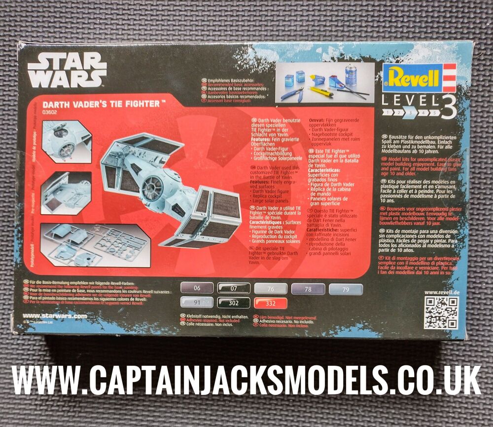 Revell Star Wars 1:121 Darth Vaders Tie Fighter Plastic Model Kit 03602