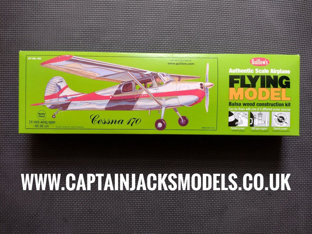 Vintage Guillows Balsa Flying Model Kit - Cessna 170 - 24 Inch Wingspan - S