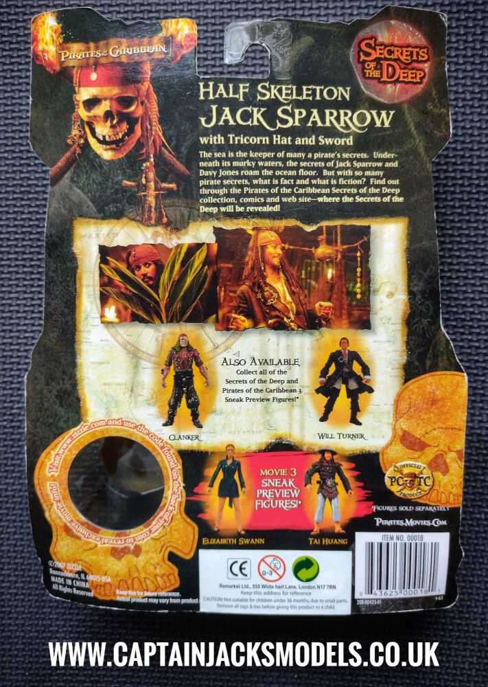 Zizzle - Collectors Figures - Pirates Of The Caribbean Secrets Of The Deep - Half Skeleton Jack Sparrow
