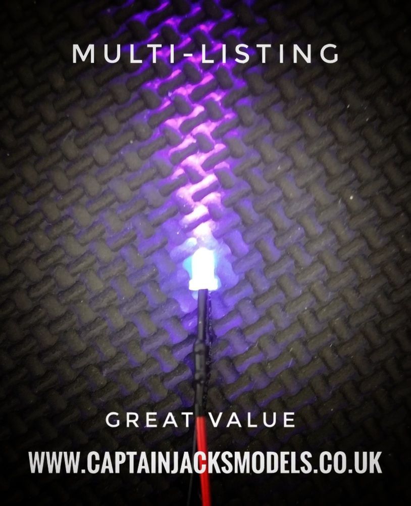 Multi Listing - 3mm Prewired Led - 1mm WIRES - Ultra Bright - ULTRA VIOLET 