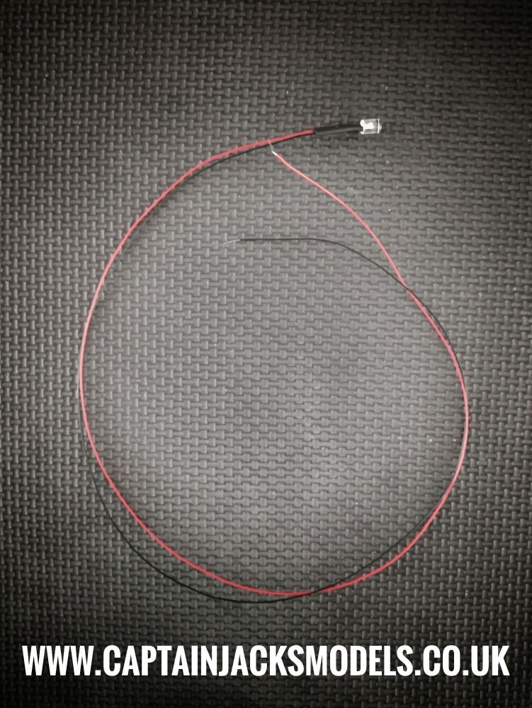 Qty 1 - Prewired RED 5mm Cylindrical Led - 0.5mm Wires 500mm Long
