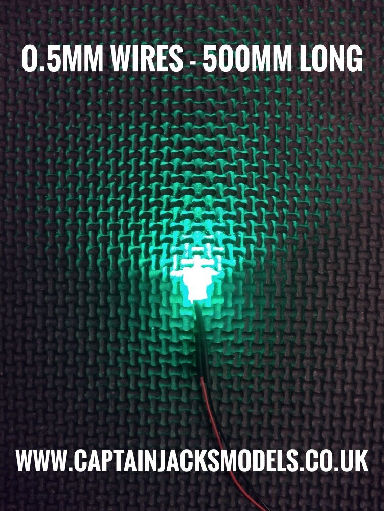 5mm Prewired FLAT TOP Led - 0.5mm WIRES 500mm LONG - Ultra Bright - WARM WH