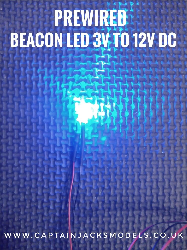 Qty 1 - Prewired FLASHING BLUE 5mm Round Top Led Clear Lens - 0.5mm Wires 5
