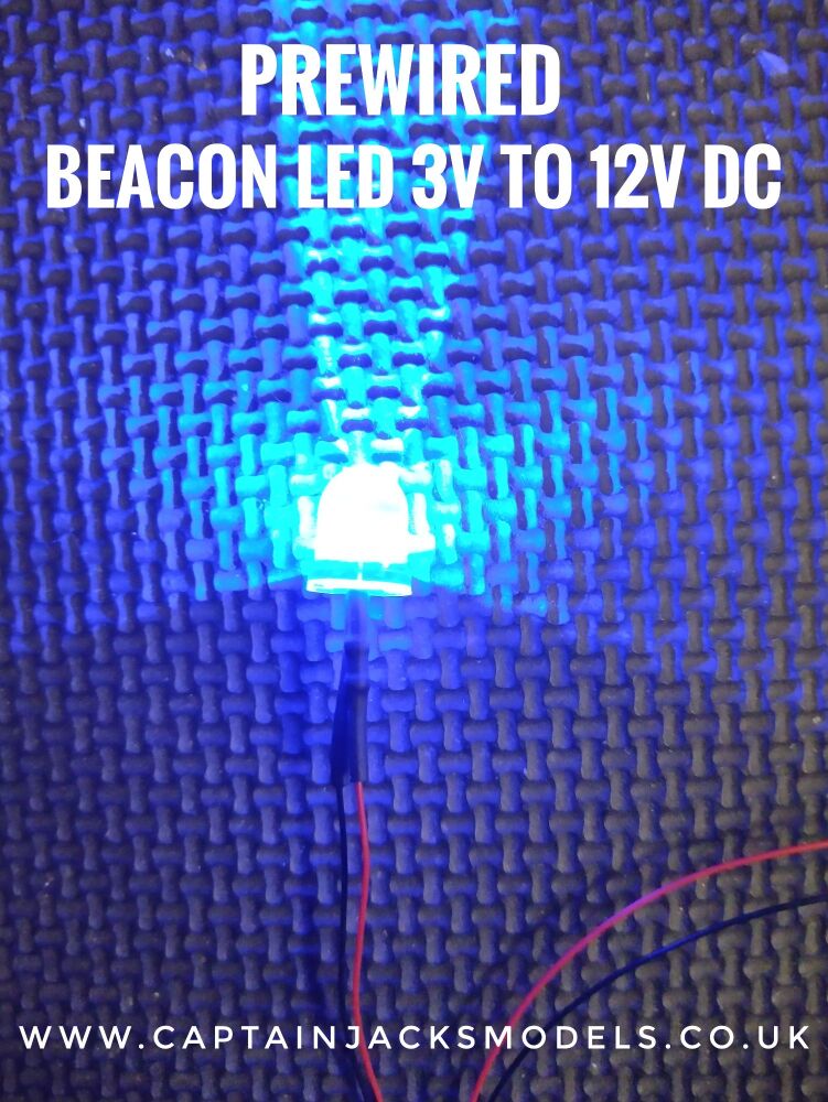Qty 1 - Prewired FLASHING BLUE 10mm Round Top Led Clear Lens - 0.5mm Wires 500mm Long