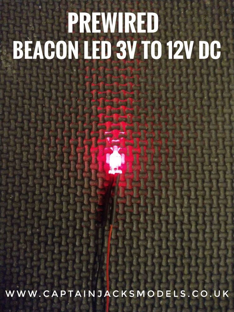 Qty 1 - Prewired FLASHING RED 5mm Round Top Led Clear Lens - 0.5mm Wires 50