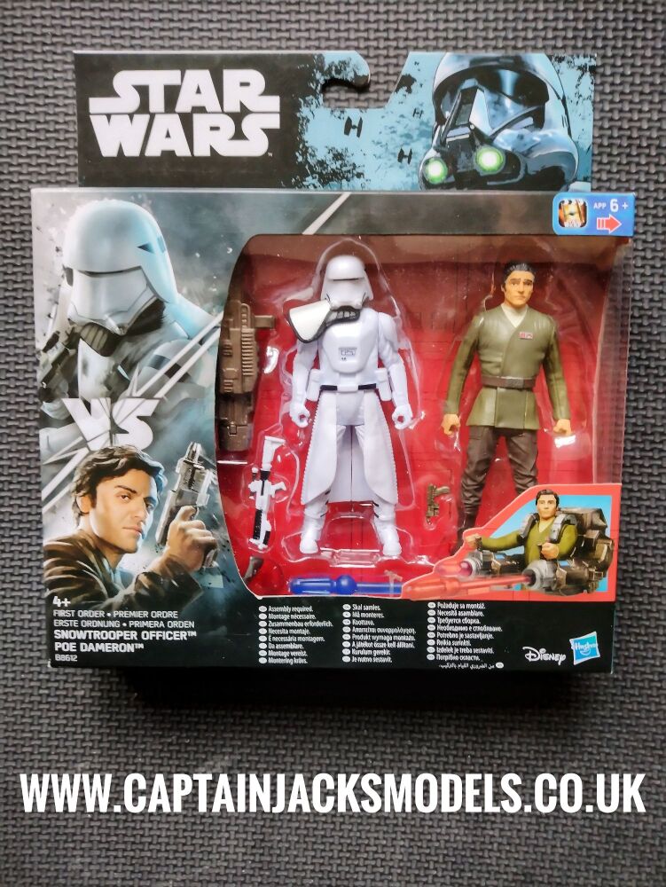 Star Wars The Force Awakens First Order Snowtrooper Officer & Poe Dameron B8612 Collectable 3.75" Figures