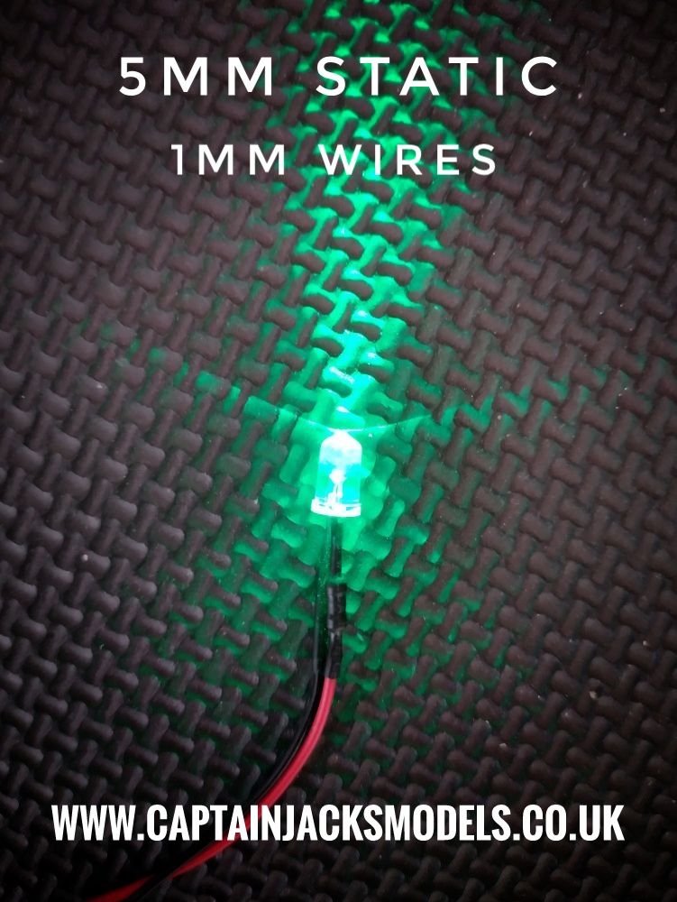 5mm Prewired Led Ultra Bright GREEN 1mm Wires