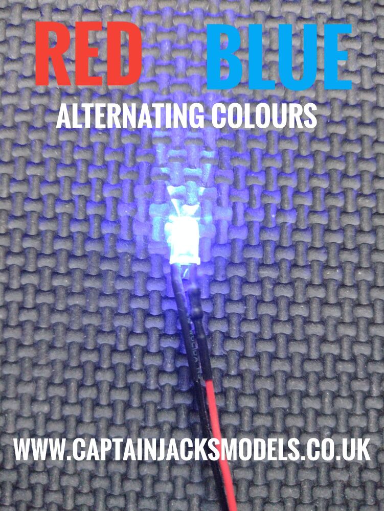 Multi Listing - 5mm Prewired Led - 1mm WIRES - Ultra Bright - Alternating Red Blue