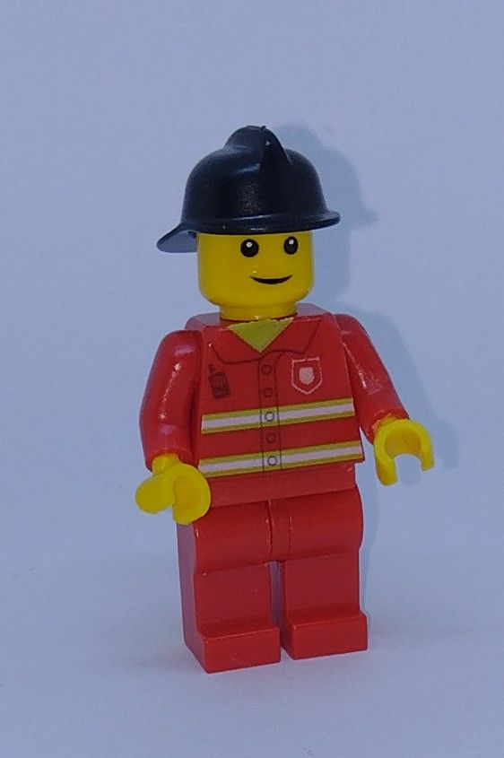 City General Character Custom Brick Minifigure Fireman Black Helmet