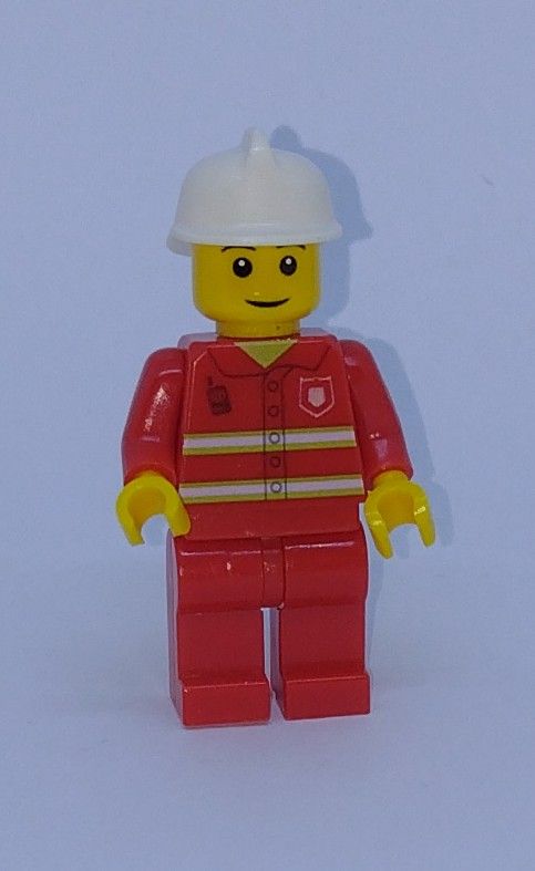 City General Character Custom Brick Minifigure Fireman White Helmet