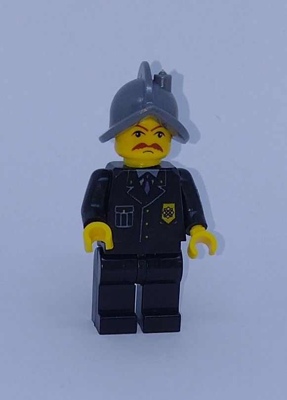 City General Character Custom Brick Minifigure Fire Chief Grey Helmet