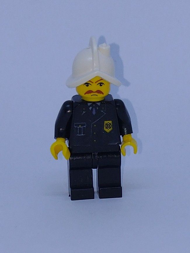 City General Character Custom Brick Minifigure Fire Chief White Helmet