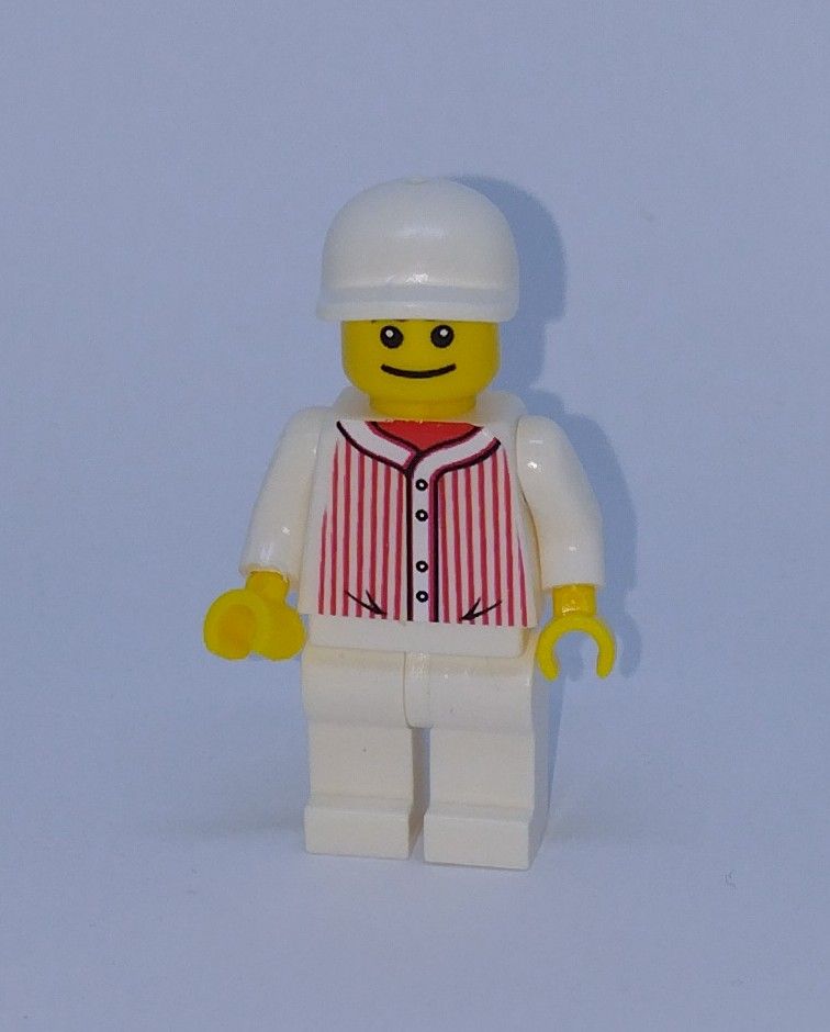 City General Character Custom Brick Minifigure Baseball Player White Cap
