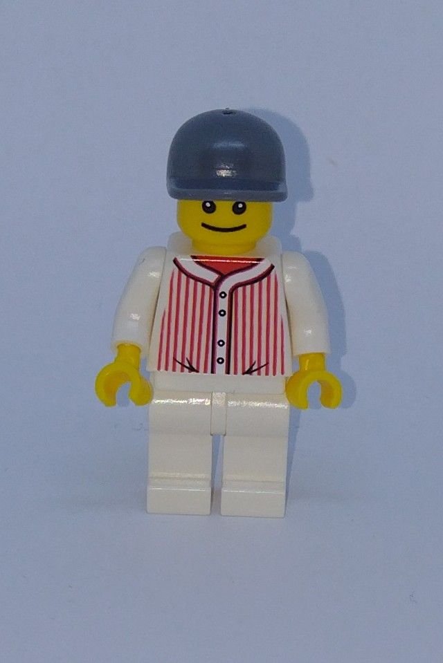 City General Character Custom Brick Minifigure Baseball Player Grey Cap
