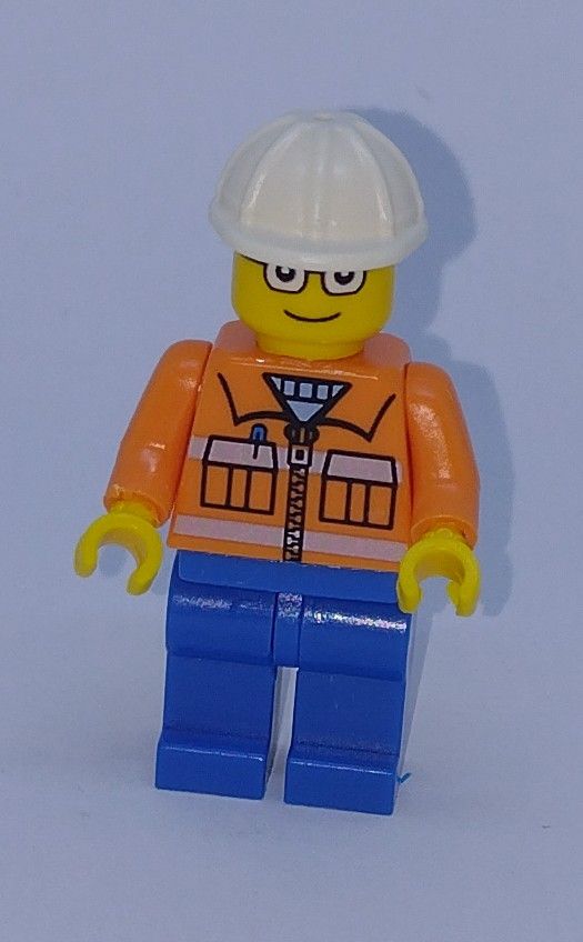 City General Character Custom Brick Minifigure Construction Worker White Hat