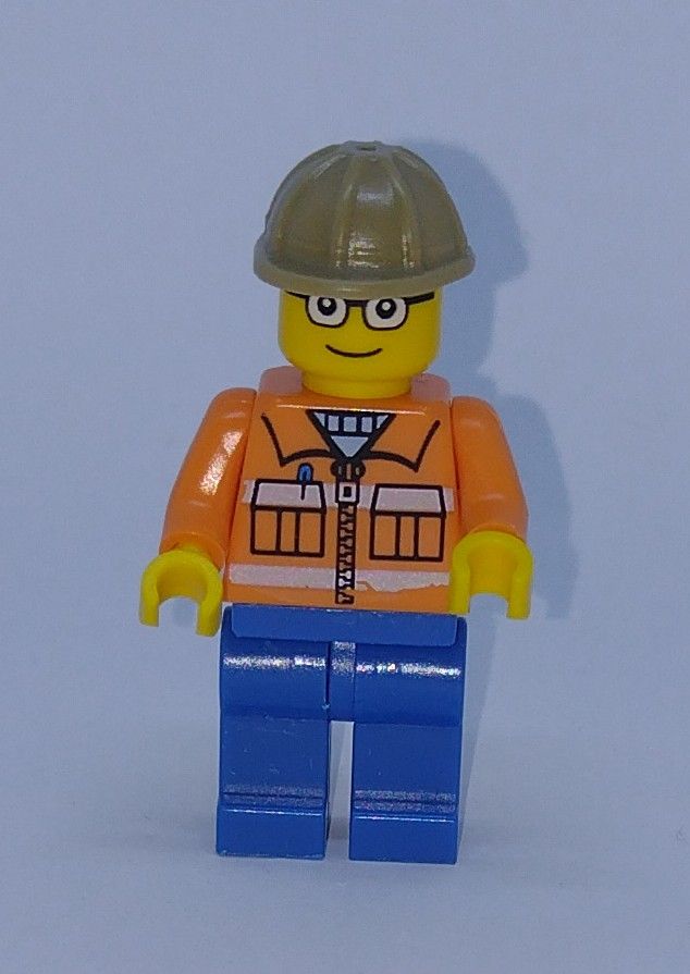 City General Character Custom Brick Minifigure Construction Worker Beige Hat