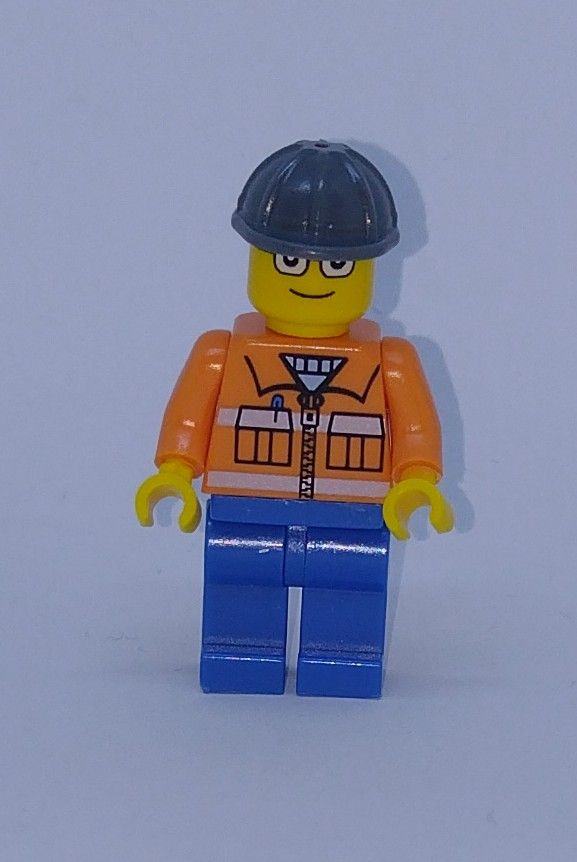 City General Character Custom Brick Minifigure Construction Worker Grey Hat