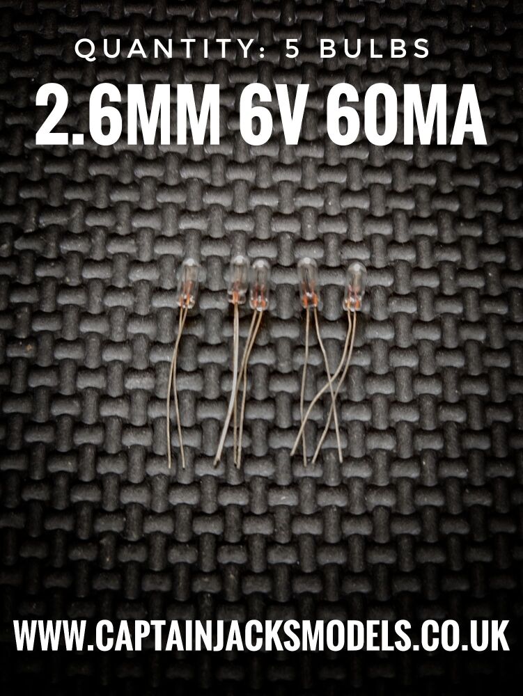 Clear 2.6mm Diameter 6v - 60mA Miniature Grain Of Wheat Bulbs - Warm White - PACK OF 5 BULBS