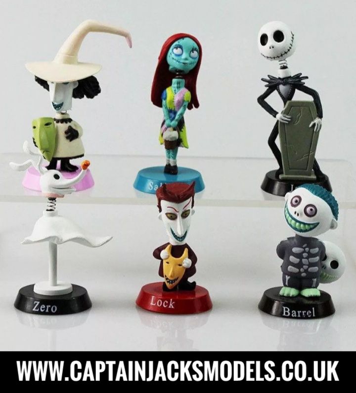 Tim Burtons The Nightmare Before Christmas 6pc Bobble Head Cake Topper Set
