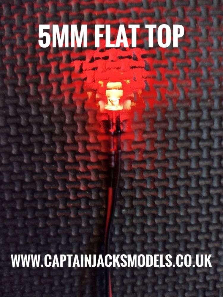 5mm Prewired LED - Flat Top - Ultra Bright RED 3v to 12v DC - Select Quanti