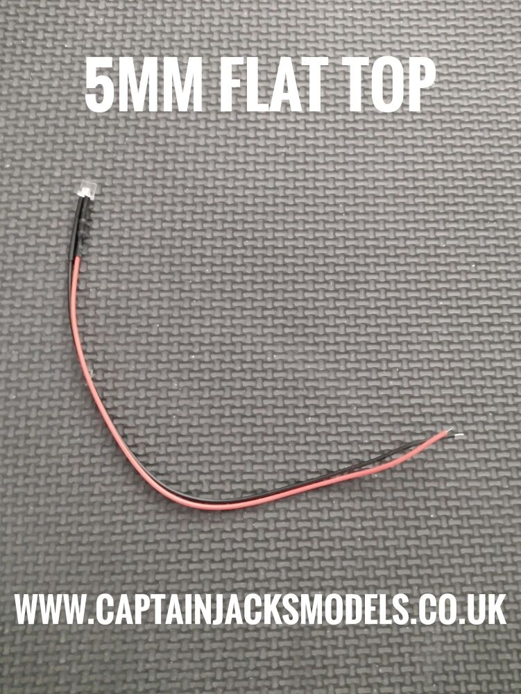 5mm Prewired LED - Flat Top - Ultra Bright COOL WHITE 3v to 12v DC - Select Quantity