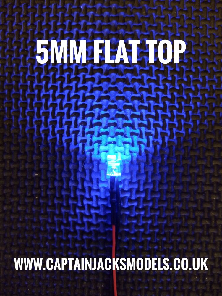 5mm Prewired LED - Flat Top - Ultra Bright BLUE 3v to 12v DC - Select Quantity