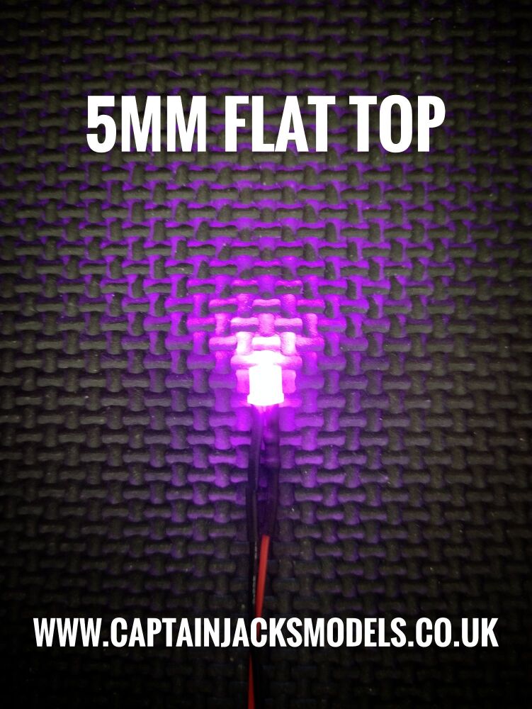 5mm Prewired LED - Flat Top - Ultra Bright PINK 3v to 12v DC - Select Quant