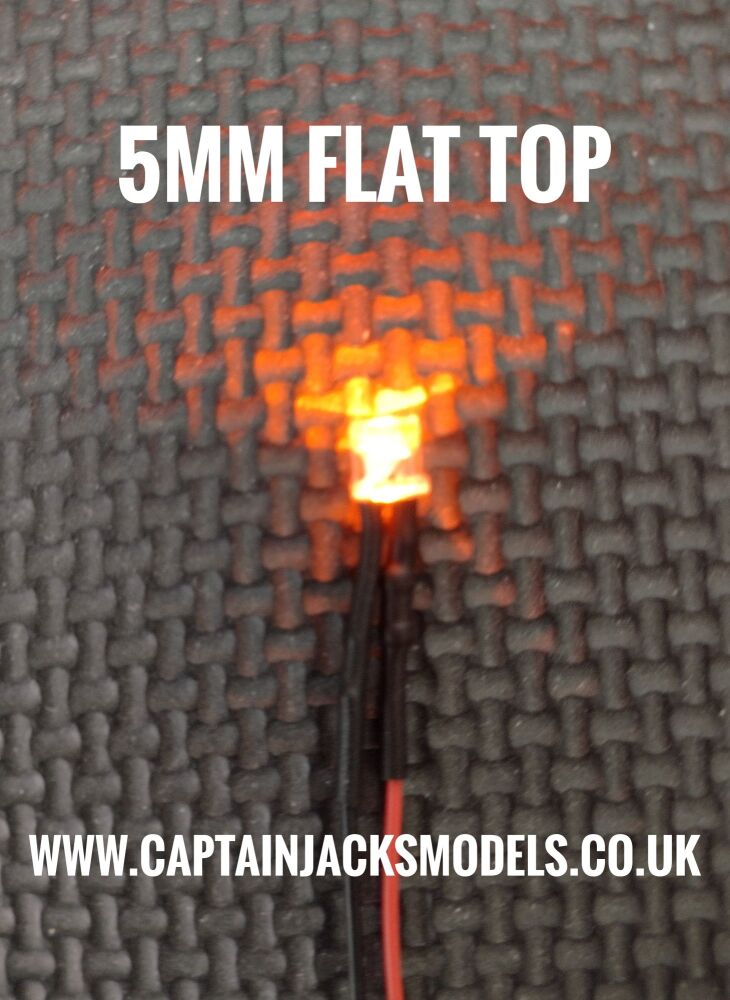 5mm Prewired LED - Flat Top - Ultra Bright ORANGE  3v to 12v DC - Select Quantity