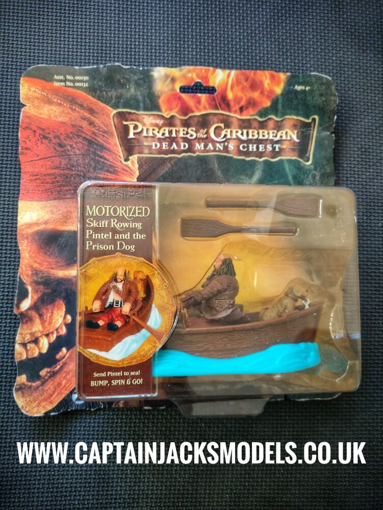 Zizzle - Collectors Figure - Pirates Of The Caribbean Dead Mans Chest - Motorized Skiff Rowing Pintel & Prison Dog