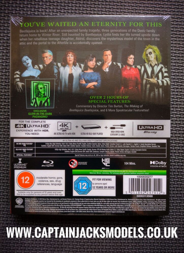 Beetlejuice Beetlejuice 2024 Exclusive Limited Edition Glow In The Dark 4K Ultra HD Steelbook