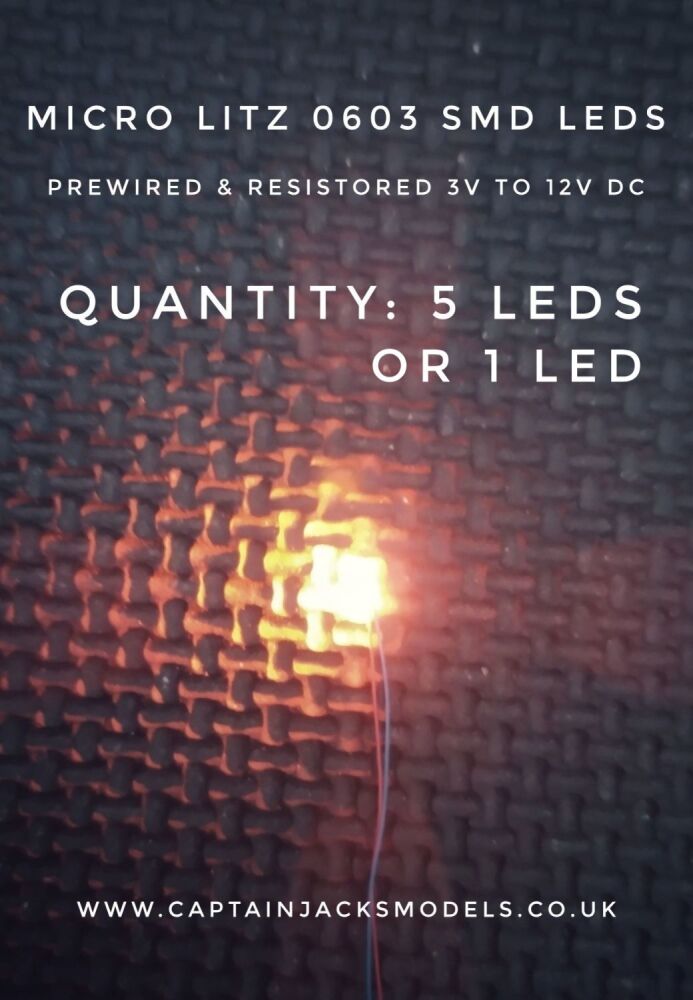 Prewired Precision Micro Litz SMD Led - 0603 - 280mm Wires - ORANGE