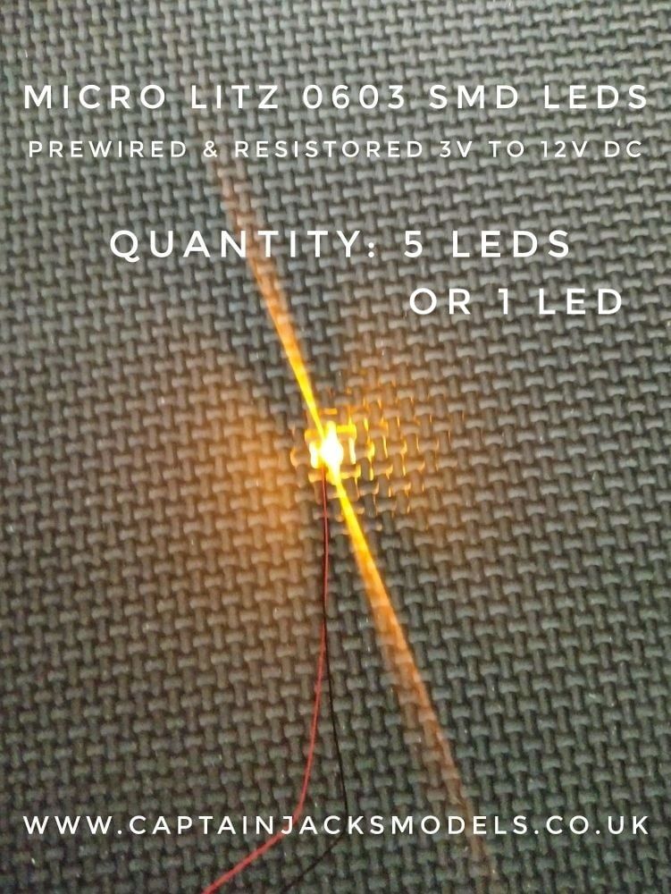 Prewired Precision Micro Litz SMD Led - 0603 - 280mm Wires - YELLOW