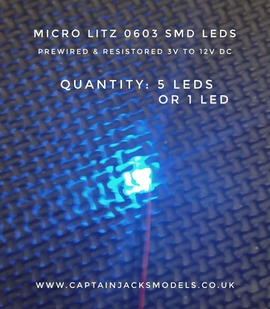 Prewired Precision Micro Litz SMD Led - 0603 - 280mm Wires - BLUE