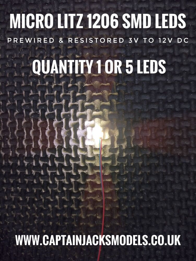 Prewired Precision Micro Litz SMD Led - 1206 - WARM WHITE 280MM WIRES