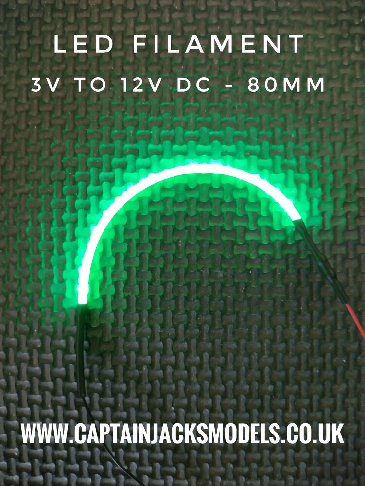 Led Filament - LIGHT GREEN - 80mm - 3v To 12v DC