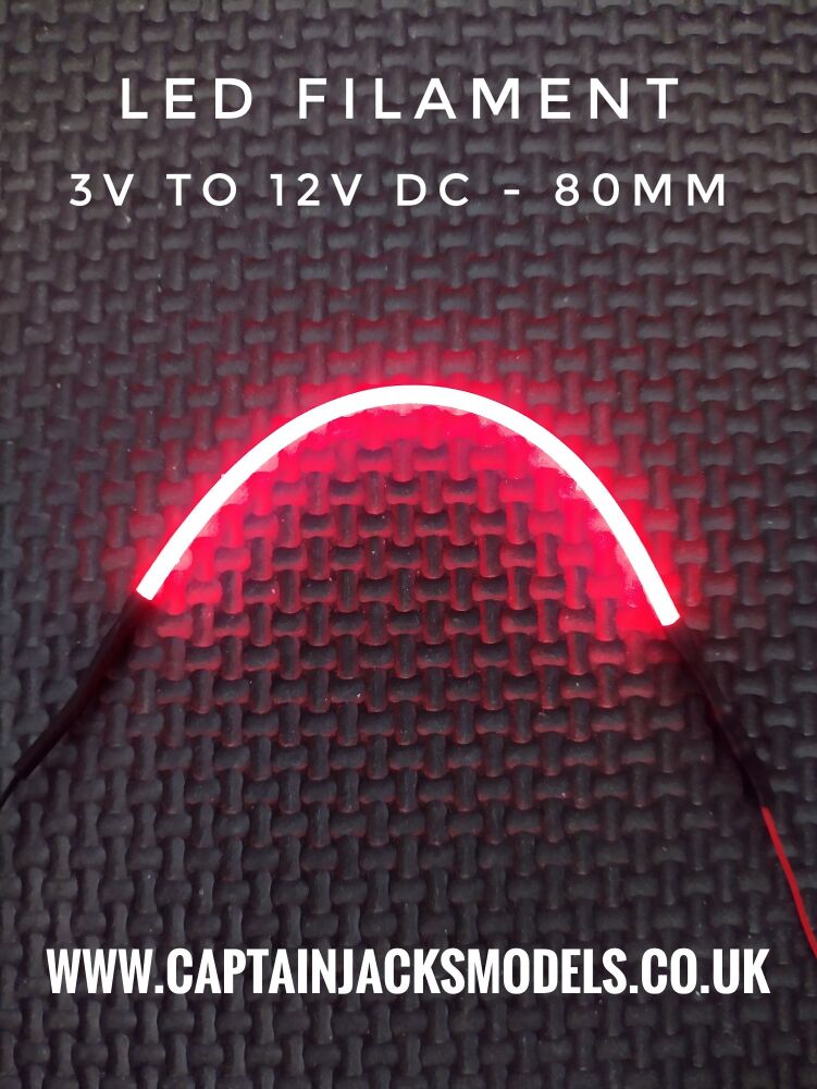 Led Filament - RED - 80mm - 3v To 12v DC