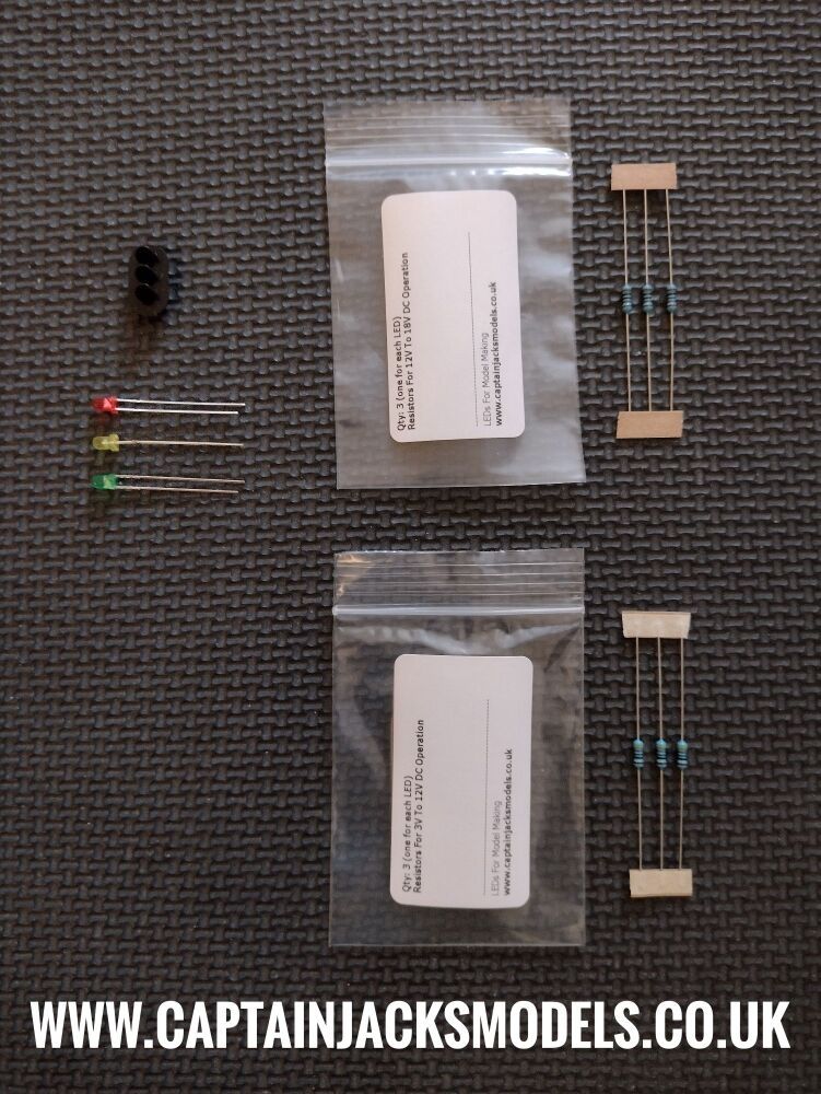 Model Railway Target Face 3 Aspect Signal Pack With LEDs Resistors & Light Housing