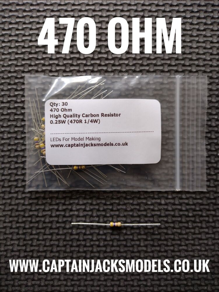 Qty 30 -  470 Ohm High Quality Carbon Resistor 0.25W 470R 1/4W