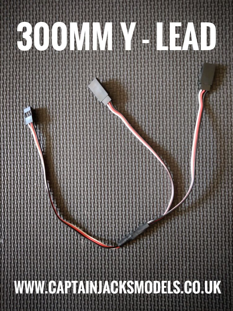 300mm Futaba Servo Extension Y Lead- x1  Male To x2 Female - WITH LIP