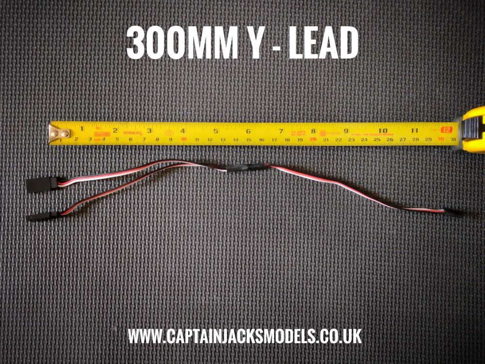 300mm Futaba Servo Extension Y Lead- x1  Male To x2 Female - WITH LIP